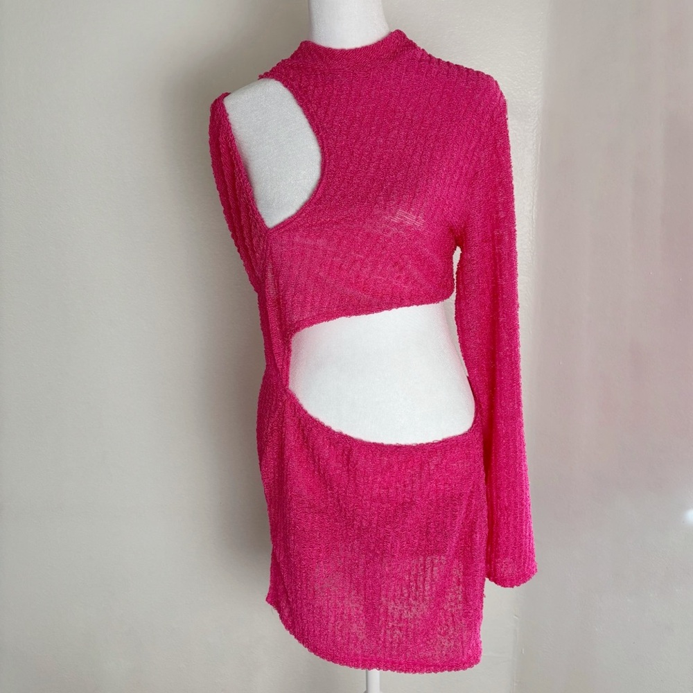 PrettyLittleThing Hot Pink Cutout Mini Dress Size 14